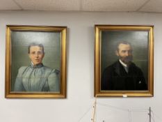 Pair of Period Oil on Canvas Portraits in Modern Gilt Frames