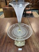 Silver Plate Epergne with Etched Glass