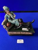 Reproduction Cast Iron Mechanical Moneybox - Pouncing Pup Bank C.Hawthorne direct LLC