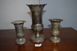 Three Piece Silver Vase Set - Sheffield 1897, ~537g
