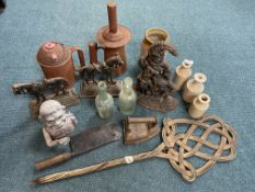 Lanterns, Oil Cans, Cast Iron Doorstops, Ink Bottles, etc.