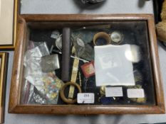 Small Oak Display Cabinet Containing Collectibles