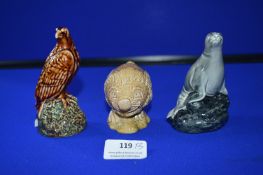 Three Beswick Miniature Scotch Whisky Animal Bottles