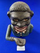 Reproduction Cast Iron Mechanical Moneybox - Mr Money Eater by J..Stevens pat 4551895
