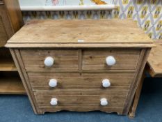 Victorian Pine Four Drawer Chest with White Porcelain Lamps