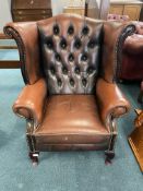 Leather Chesterfield Wingback Armchair