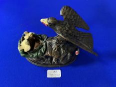 Reproduction Cast Iron Mechanical Moneybox - Bird Feeding Chicks Book of Knowledge Collectio