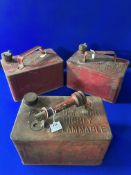 Three Vintage 1 Gallon Petrol Cans