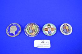 Four Enameled Silver Victoria Coins