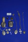 Silver Lockets, Pendants, Chains, Vesta Case, and Sekonda Wristwatch etc.