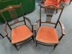 Pair of Inlaid Carver Chairs