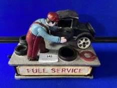 Reproduction Cast Iron Mechanical Moneybox - Full Service by J.E.Stevens pat 856 Detrott 1892