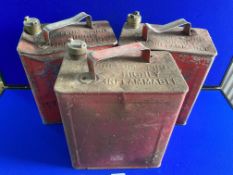Three 2 Gallon Vintage Petrol Cans