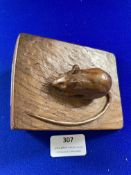 Mouseman Style Carved Wooden Paperweight (AF)