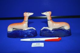 Pair of Small Staffordshire Figures of Hounds (one AF)