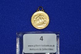 1817 George III Gold Sovereign with Attached Pendant Ring ~8.1g