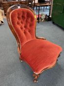 Victorian Nursing Chair with Red Upholstery