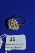 Continental Gold Ring with Seed Pearls Size: Q