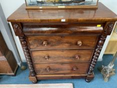Victorian Mahogany Veneers Scotch Chest with Barley Twist Supports
