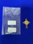 1982 Gold Half Sovereign with 9ct Gold Cross Clip