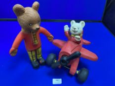 Two 1960's Rupert The Bear Rubber Toys