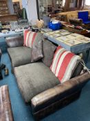 Barker & Stonehouse Drop End Deep Two Seat Brown Leather Sofa in Two Sections