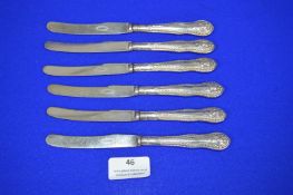 Six Silver Handled Butter Knives