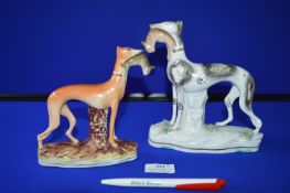 Two Staffordshire Figures of Hare Hounds