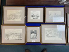 Six Framed Pencil Sketches c. 1840