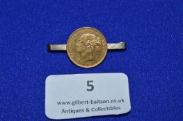 1878 Victoria Gold Sovereign Mounted on 9k Gold Brooch Pin