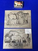 Two Silver Horse Plaques and a Small Box ~86g tota