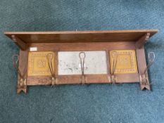 Tiled and Mirrored Oak Coat Rack
