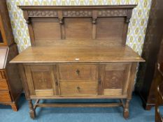 Edwardian Oak Hight Backed Sideboard