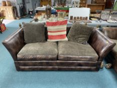 Barker & Stonehouse Drop End Deep Two Seat Brown Leather Sofa
