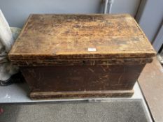 Small Victorian Pine Blanket Box with Hessian Tray Interior
