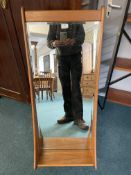 Danish Retro Teak Beveled Edge Wall Mirror with Shelf