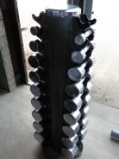 *Set of Jordan Chrome Dumbbells on Rack (9 pairs, 2kg - 20kg)