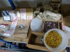 Wooden Tray and Three Boxes of Press Stud Fittings