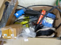 *Box of Various Electrical Fittings, Ratchet Strap
