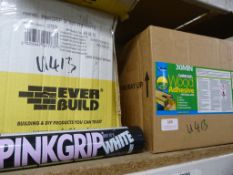Box of Everbuild Adhesive plus Lumberjack Wood Adh