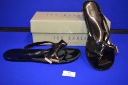 Ted Baker Black Origami Bow Flip-Flops Size: 8