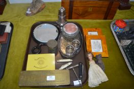 Vintage Collectibles; Cribbage Board, Mirrors, Dol
