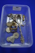 Costume Jewellery, Coins and a Spoon