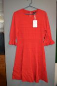 Ted Baker Red Frill Knitted Dress Size: 4