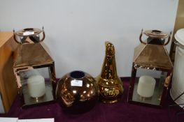 Pair of Candle Lanterns, Vases, etc.