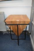 Wood Effect Geometric Side Table on Metal Stand