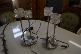 Pair of Chrome & Glass Table Lamps