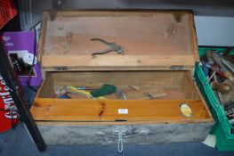 Wooden Toolbox and Contents