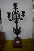 Cast Iron Candelabra on Marble Plinth