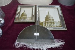 Two Mirrored Photo Frames and a Tasseled Mirror